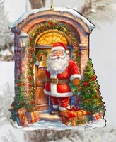 Designocracy Knocking the Door Santa Christmas Wooden Ornaments Holiday Decor G. DeBrekht