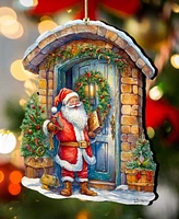 Designocracy Joyful Moments at the Doorstep Christmas Wooden Ornaments G. DeBrekht