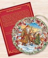 Designocracy Santa's Magical Cottage Wreath Christmas Wooden Ornaments G. DeBrekht