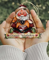 Designocracy Santa's Workshop Christmas Wooden Ornaments Holiday Decor J. Mills-Price