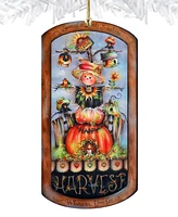 Designocracy Holiday Wooden Ornaments Harvest Pumpkin Scarecrow Home Decor J. Mills-Price