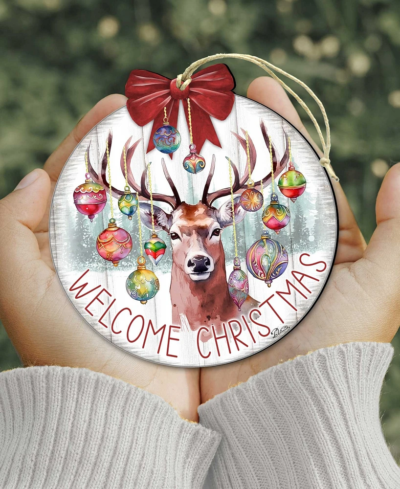 Designocracy Welcome Christmas Wooden Ornaments Holiday Decor G. DeBrekht