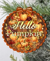 Designocracy Holiday Wooden Ornaments Hello Pumpkin Home Decor G. DeBrekht