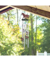 23" Long Round Top Brown Horse with Foal Wind Chime