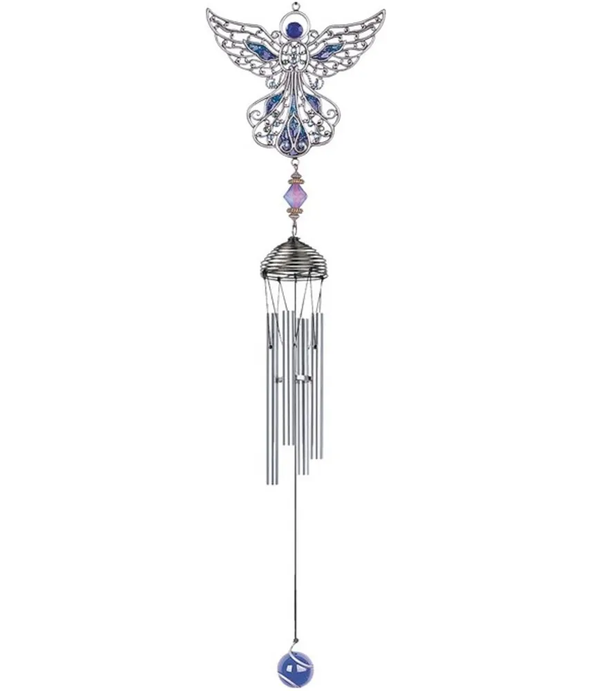21" Long Angel Pewter and Gem Wind Chime