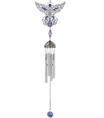 21" Long Angel Pewter and Gem Wind Chime