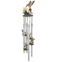 23" Long Hummingbird with Flower Round Top Wind Chime