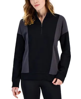 Id Ideology Women's Colorblocked Quarter-Zip Sweatshirt, Created for Macy's