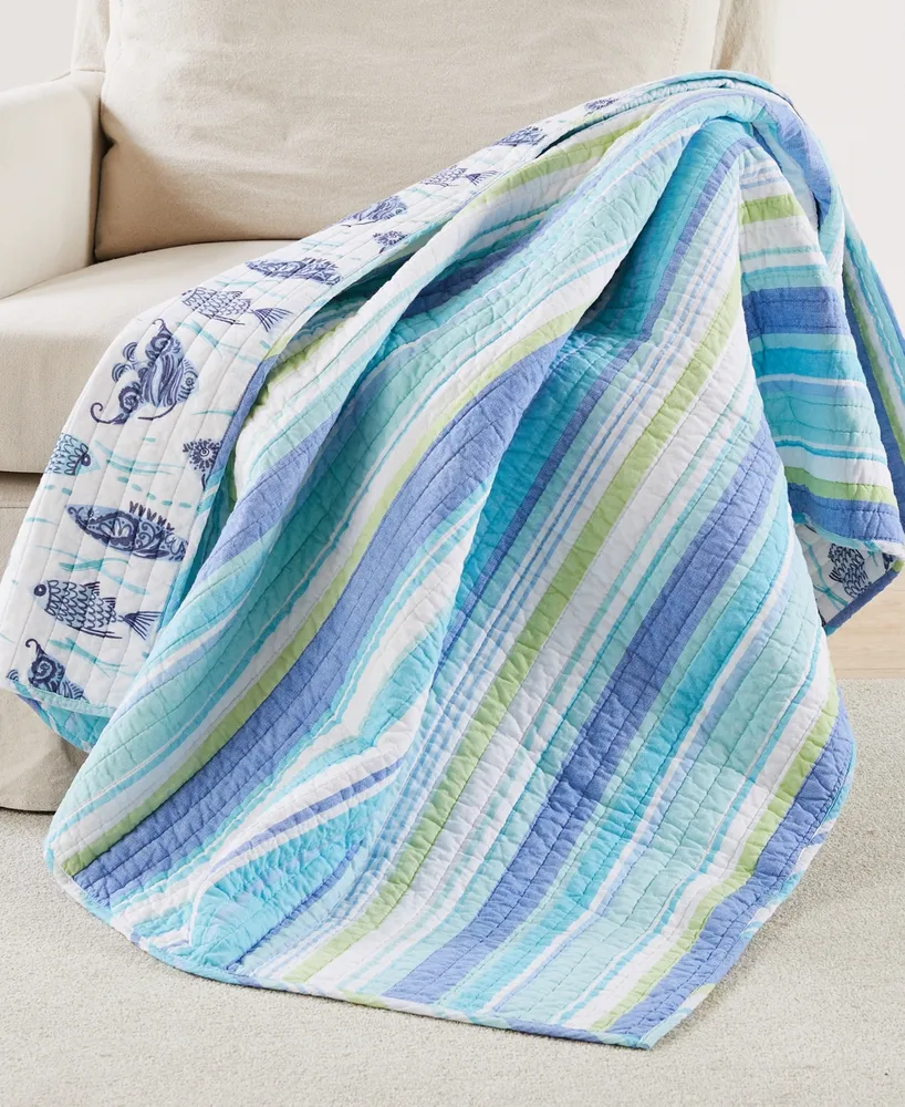 Levtex Laida Beach Whimsical Fish Reversible Quilted Throw, 50" x 60"