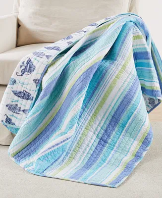 Levtex Laida Beach Whimsical Fish Reversible Quilted Throw, 50" x 60"