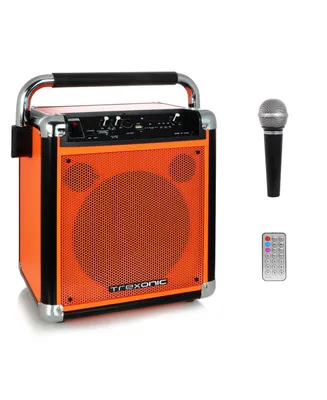 Trexonic Wireless Portable Party Speaker with Usb Recording, Fm Radio & Microphone, Orange