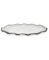 Glass Plate with Silver-Tone Scalloped Rim