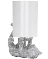 All The Rages 12.6" Diamond Studded Rhinestone Look Kitty Cat Feline Kids Desk Nightstand Table Lamp with Faux Silk Fabric Shade