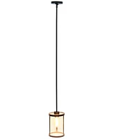 All The Rages 1-Light 9.25" Modern Farmhouse Adjustable Hanging Cylindrical Clear Glass Pendant Fixture with Metal Accents