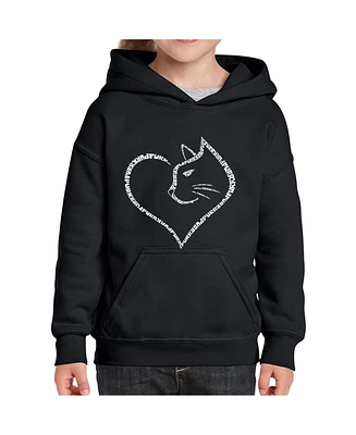 Cat Heart - Child Girl's Word Art Hooded Sweatshirt