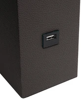 Lalia Home Lexington 21" Leather Base Modern Decor Bedside Table Lamp with Usb Charging Port