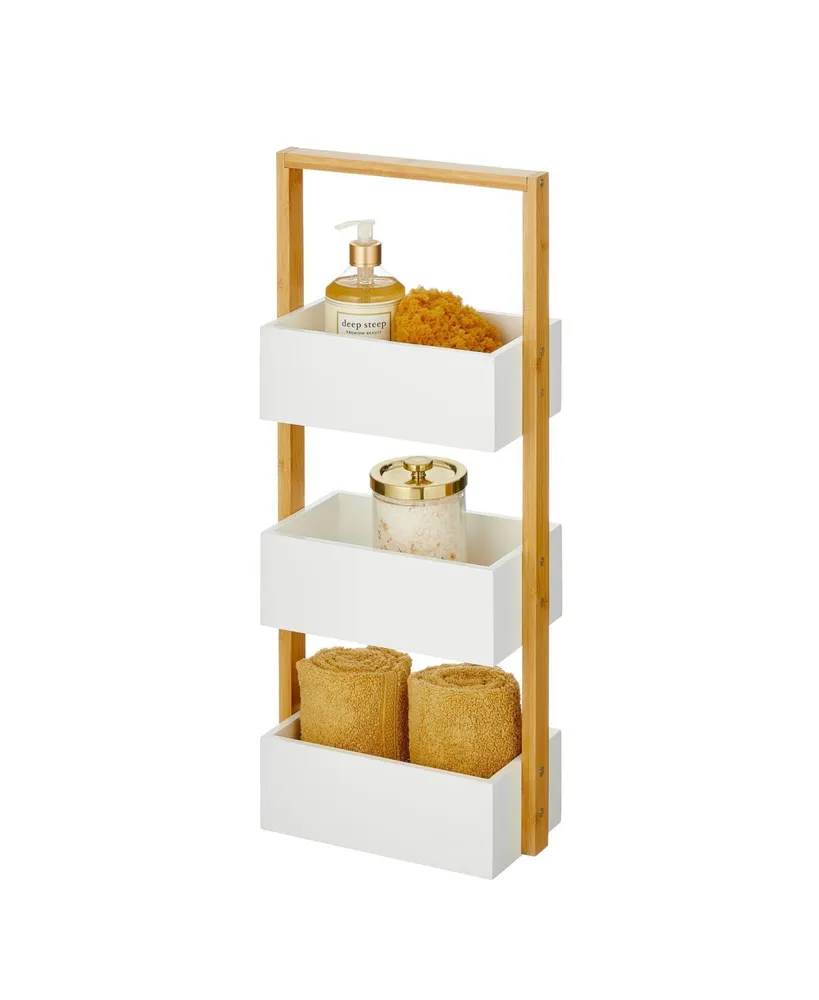 White 3-Tier Wood Bath Organizer Shelf