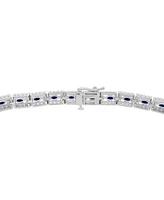 Black Sapphire (4-1/8 ct. t.w.) & White Topaz (7 ct. t.w.) Flower Bracelet in Sterling Silver