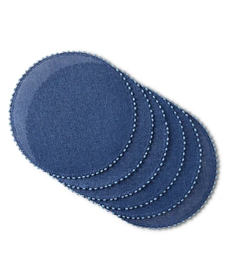 Martha Stewart Woven Water Resistant Lindos Placemat Set of 6, 15" Round