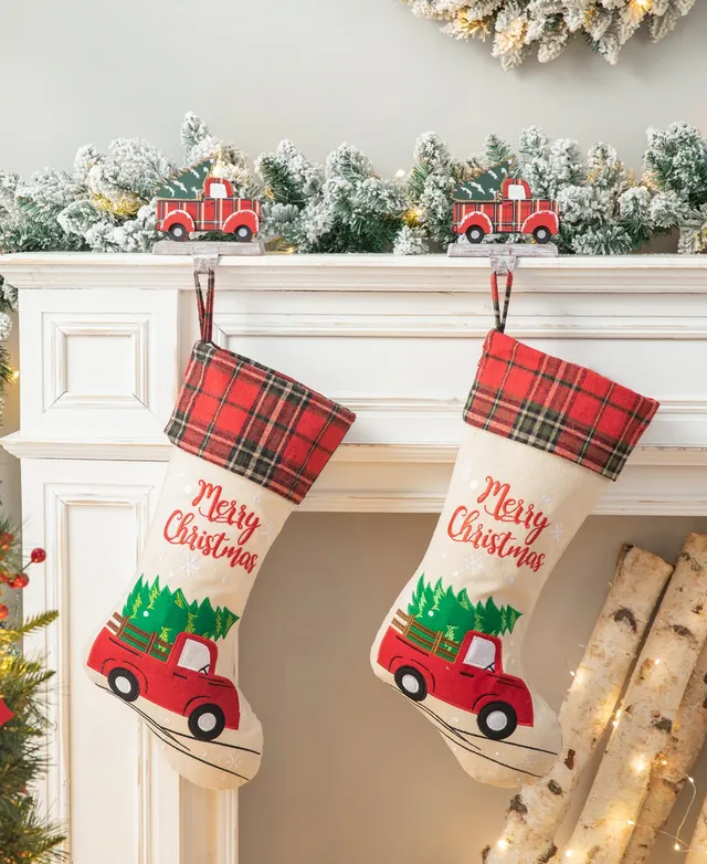 Glitzhome 2-pk 21 Fabric Christmas Dachshund Stocking