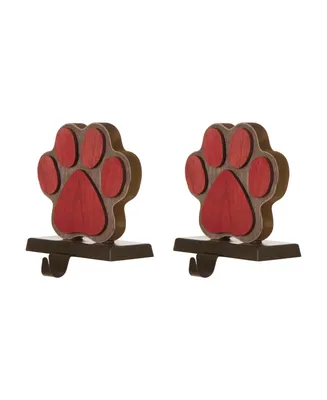 Glitzhome 2 Pack 6.30" H Wooden and Metal Paw Stocking Holder