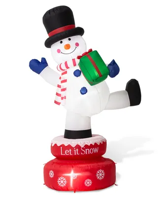 Glitzhome 6' Lighted Inflatable Rotating Snowman Decor