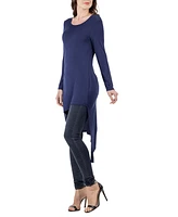 24seven Comfort Apparel Women's Long Sleeve Knee Length Tunic Top