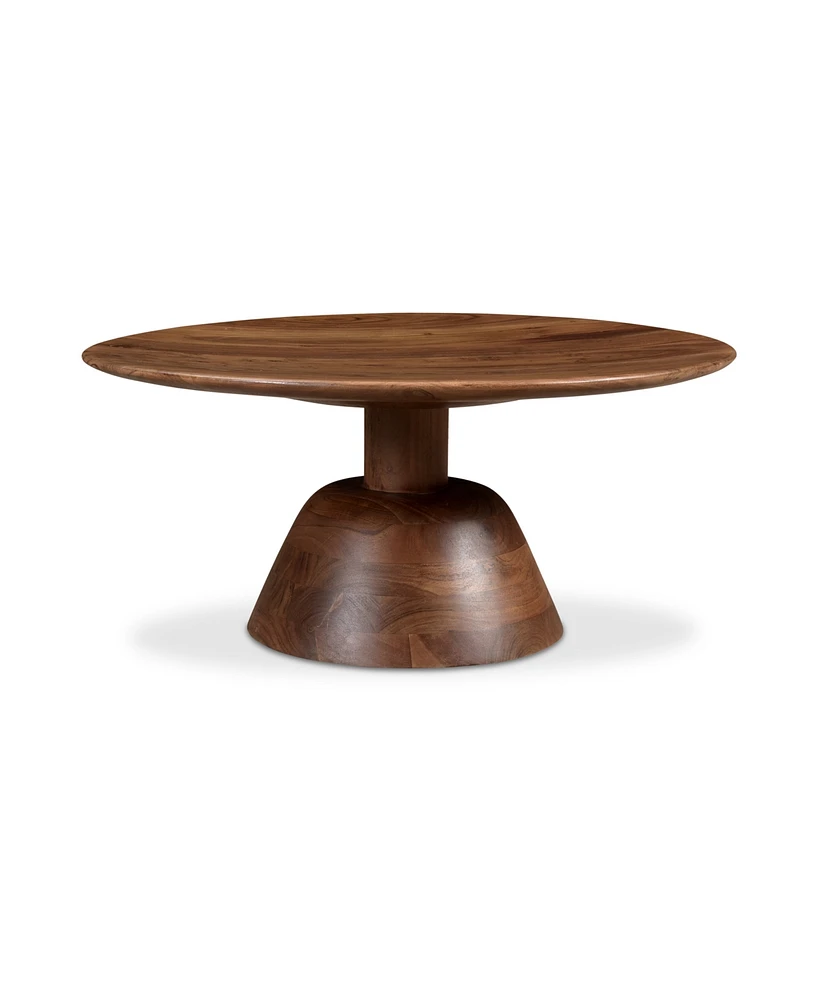 Nels 30" Acacia Wood Round Coffee Table