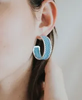 Matr Boomie Rajiyah Beaded Hoop Earrings - Silver, Turquoise