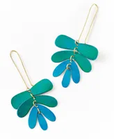 Matr Boomie Chameli Dangling Leaf Earrings - Teal Patina