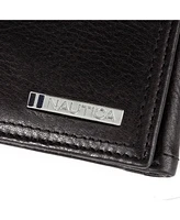 Nautica Men's Enameled Logo Leather Trifold Wallet