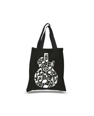Music Notes Guitar - Small Word Art Tote Bag