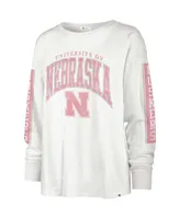 Women's '47 Brand White Nebraska Huskers Statement Soa 3-Hit Long Sleeve T-shirt