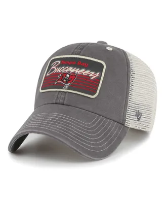 Men's '47 Brand Pewter, Natural Tampa Bay Buccaneers Five Point Trucker Clean Up Adjustable Hat