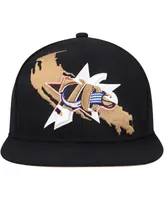 Men's Mitchell & Ness Black Philadelphia 76ers Paint By Numbers Snapback Hat