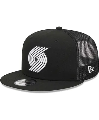 Men's New Era Black Portland Trail Blazers Evergreen 9FIFTY Trucker Snapback Hat