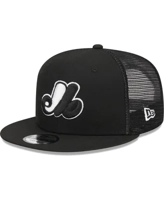 Men's New Era Black Montreal Expos Cooperstown Collection Trucker 9FIFTY Snapback Hat