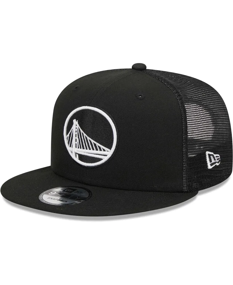 Men's New Era Black Golden State Warriors Evergreen 9FIFTY Trucker Snapback Hat