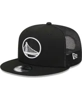 Men's New Era Black Golden State Warriors Evergreen 9FIFTY Trucker Snapback Hat
