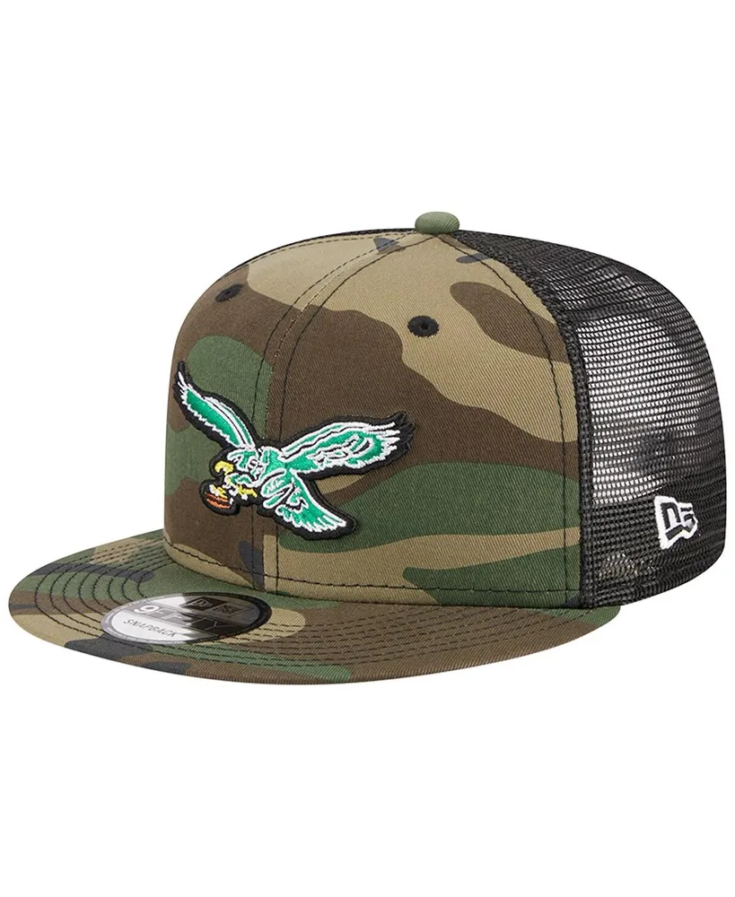 Youth New Era Camo Philadelphia Eagles Throwback Trucker 9FIFTY Snapback Hat