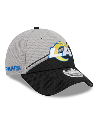 Men's New Era Gray, Black Los Angeles Rams 2023 Sideline 9FORTY Adjustable Hat