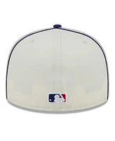 Men's New Era Cream, Royal Los Angeles Dodgers Chrome Sutash 59FIFTY Fitted Hat