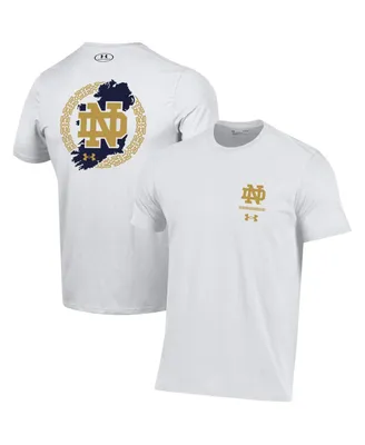 Men's Under Armour White Notre Dame Fighting Irish 2023 Aer Lingus College Football Classic Map Performance Cotton T-shirt