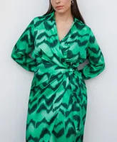 Mango Women's Printed Satin Shirt Dress