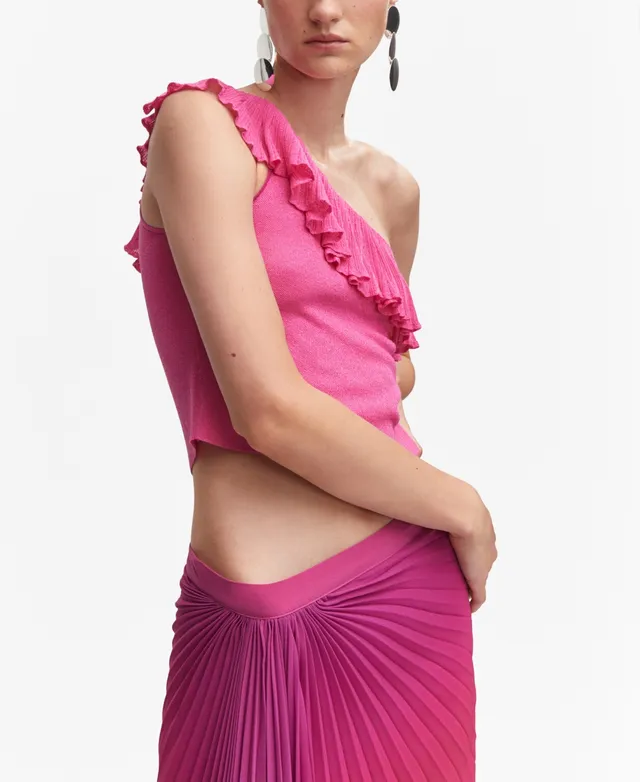 Aéropostale Ruffled Rose Asymmetrical Party Top