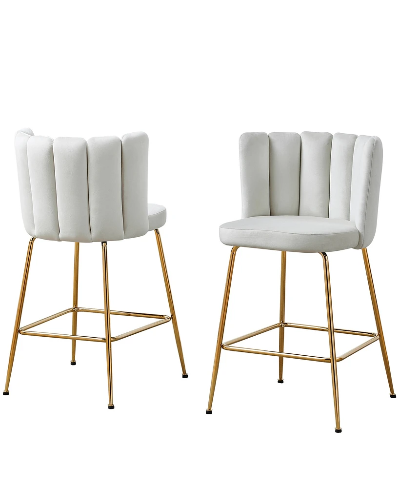 Best Master Furniture Elegante 37" Velvet Counter Height Stools, Set of 2