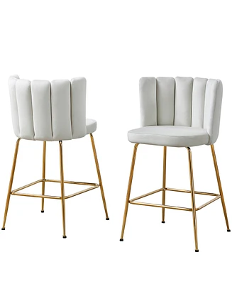 Best Master Furniture Elegante 37" Velvet Counter Height Stools, Set of 2