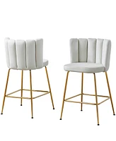 Best Master Furniture Elegante 37" Velvet Counter Height Stools, Set of 2