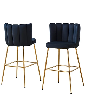 Best Master Furniture Elegante 41" Velvet Bar Stools, Set of 2