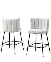 Best Master Furniture Elegante 37" Boucle Counter Height Stools, Set of 2